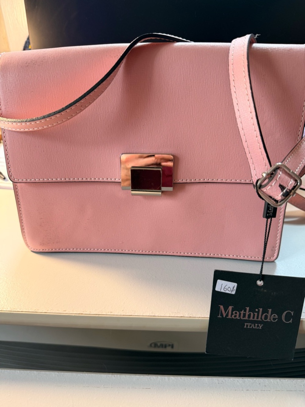 Mathilda C Pink Italian Leather Crossbody Bag